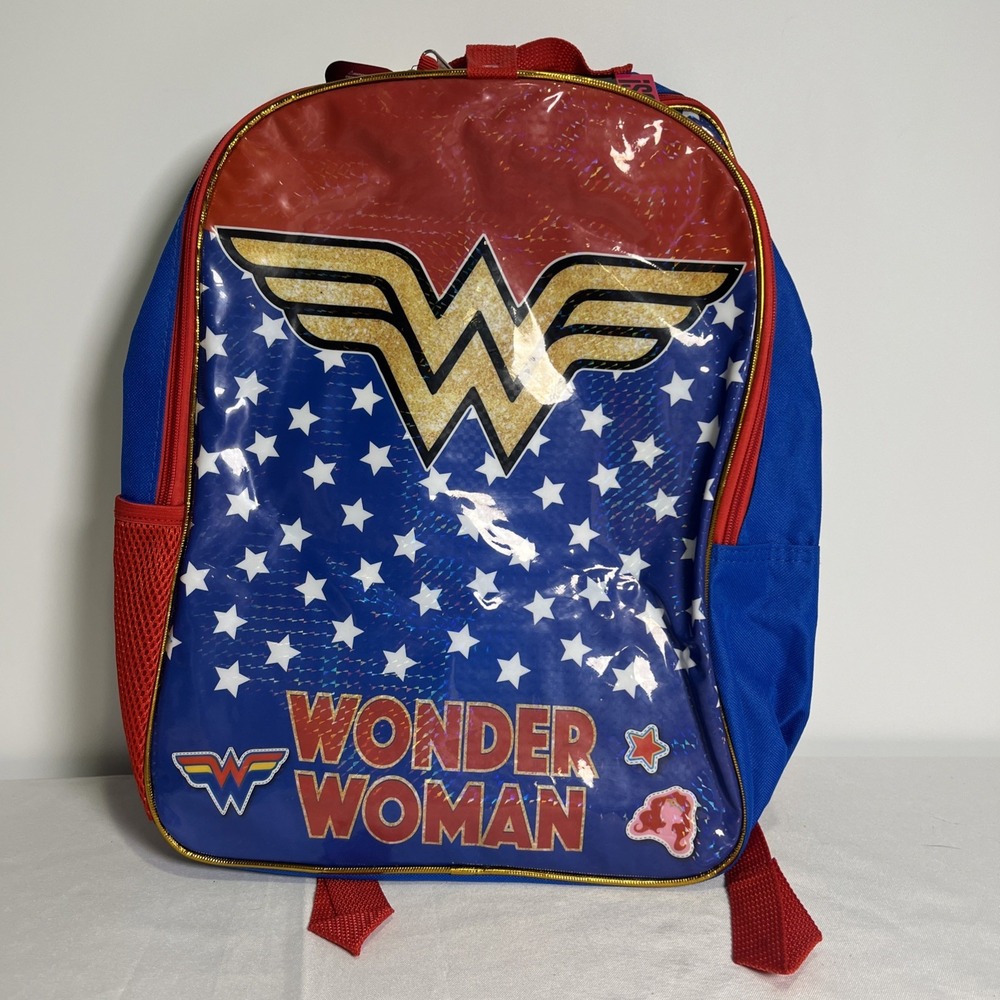 NWT DC Comics: Wonder Woman - "GRL PWR" Stars Backpack with Lunchbox - Bioworld - Picture 6 of 12